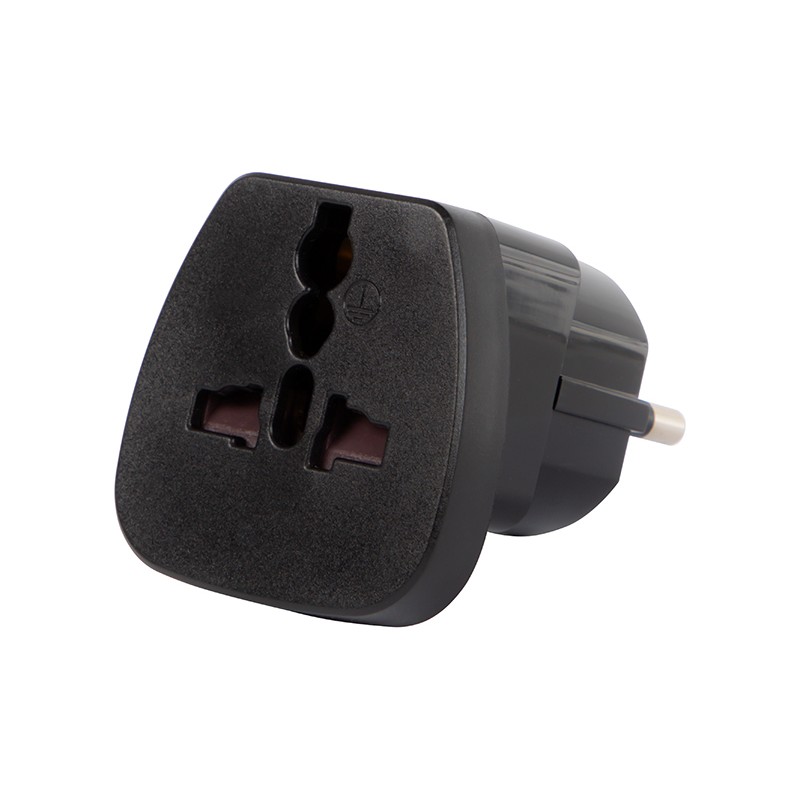 Power Plug Adapter PL Plug / UK, USA Socket Black Large Blow
