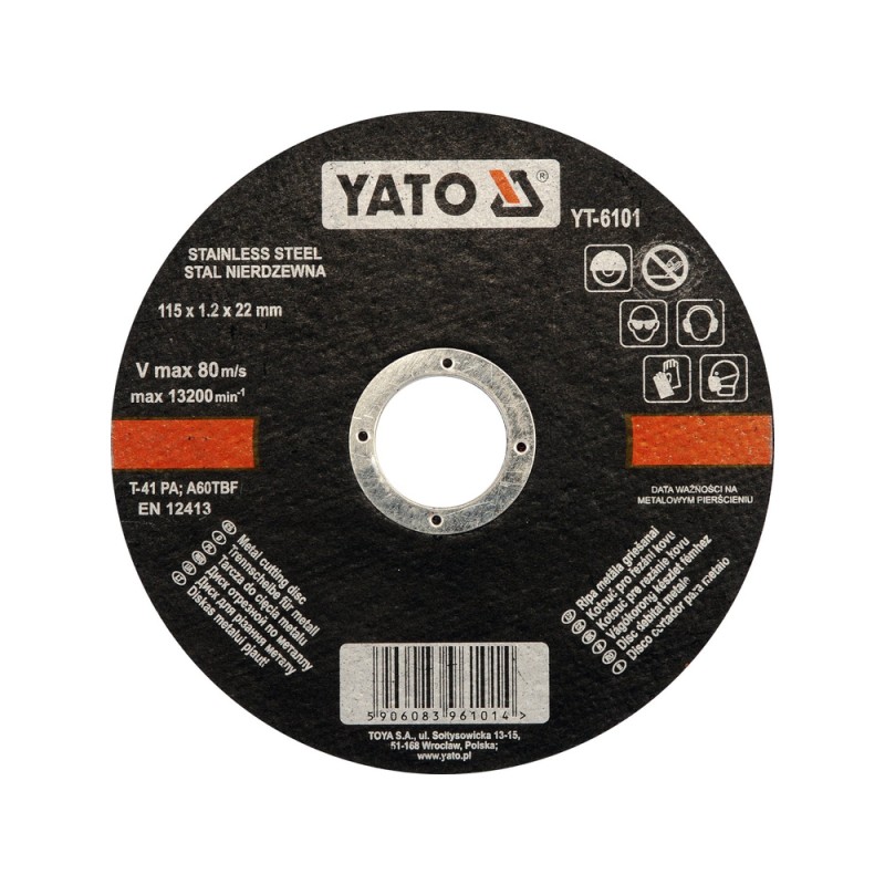 Metal and Stainless Steel Cutting Disc 115x1.2 mm YT-6101