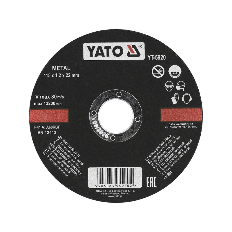 Metal Cutting Disc 115x1.2x22 mm YT-5920