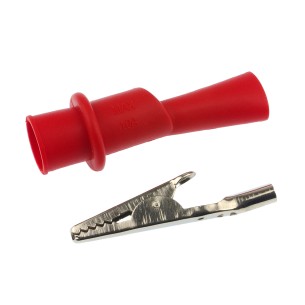 Krokodylek pomiarowy JC-BBC04021 fi 4 mm, 10 A, 1000 V CAT III, czerwony