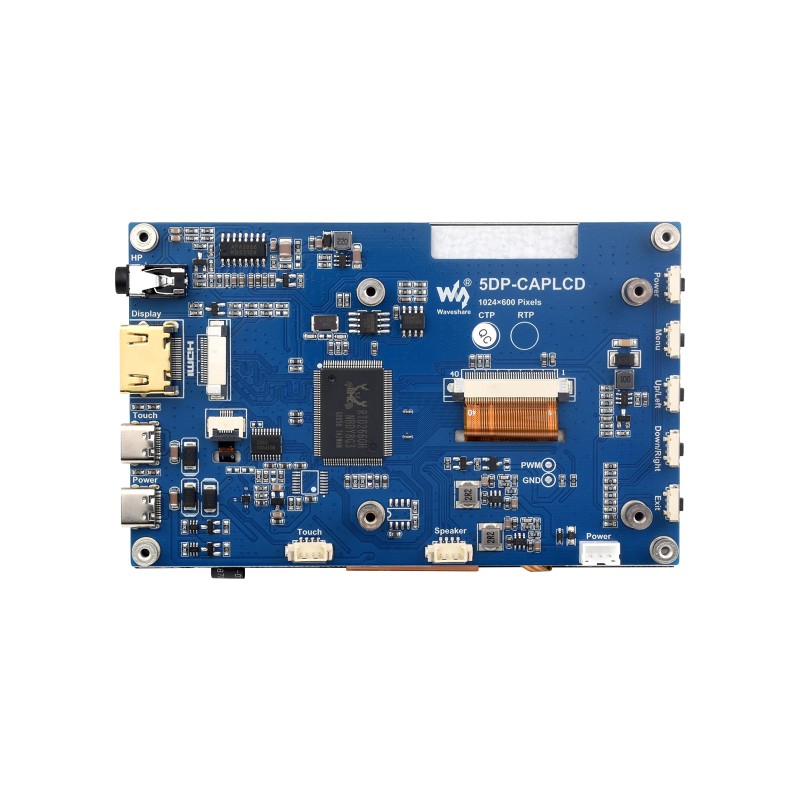 Сенсорний дисплей високої яскравості (G) 5 дюймів з роздільною здатністю 1024×600 для Raspberry Pi - Waveshare 28083