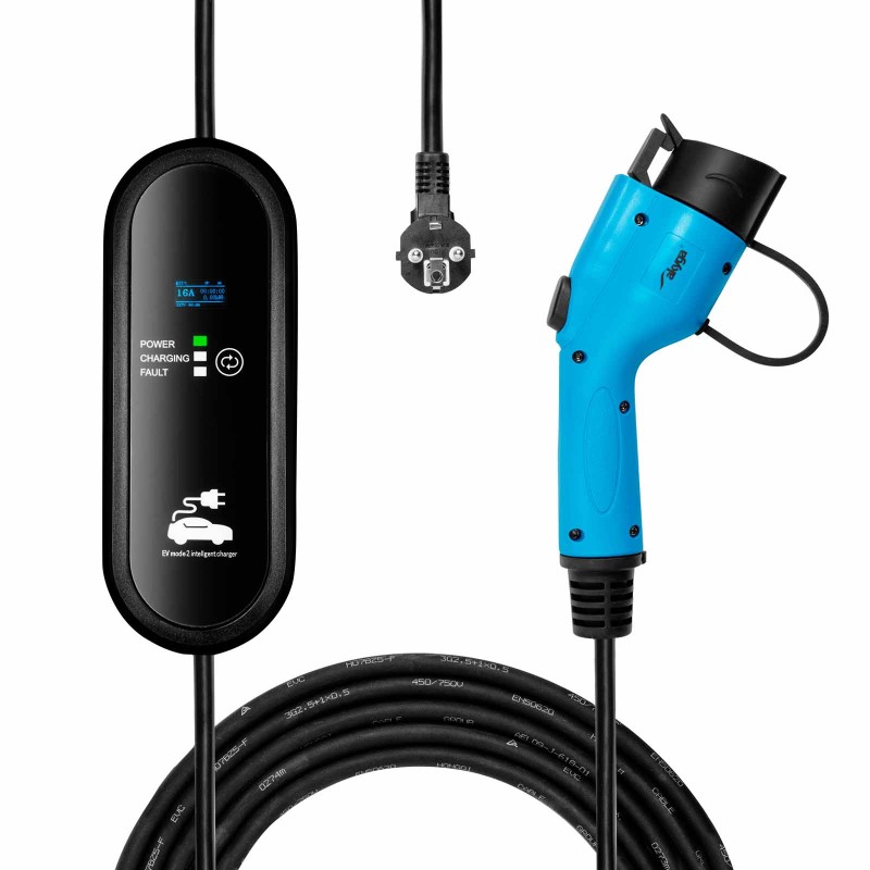 Charger for Electric Cars Akyga Type1 LCD 1-phase 16A 3.8kW 5m