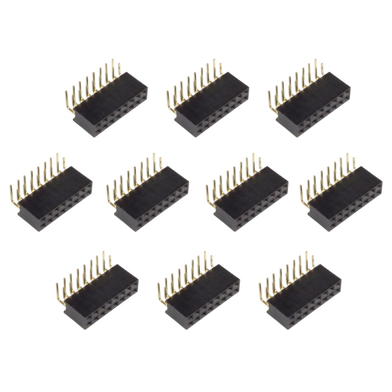 Contact strip 2.54mm, angled 2x8, black - 10 pcs.