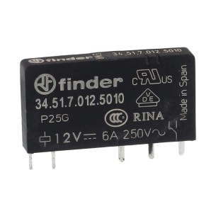 Przekaźnik elektromagnetyczny SPDT, 12V DC, 6A/250VAC, Finder 34.51.7.012.5010