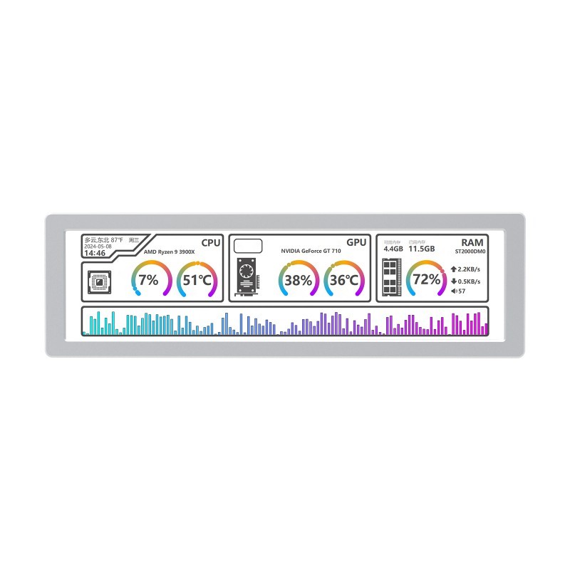 Monitor USB AIO 8,8" LCD silver do monitorowania danych komputera - Waveshare 27464