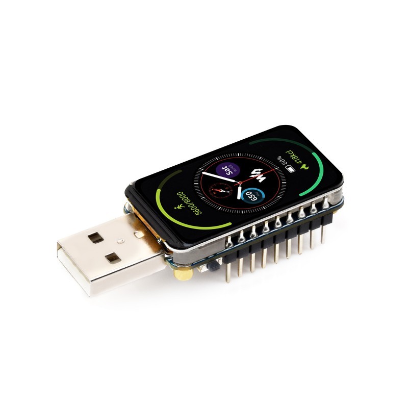 RP2350 development board with 1.47″ display, USB-A port, and soldered connector - Waveshare 31160