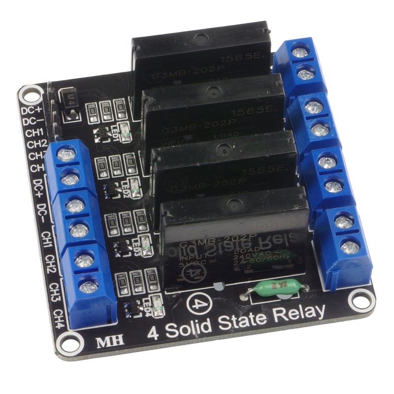 4-channel SSR 240V / 2A relay module with fuse
