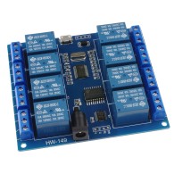 modRL08_uUSB - moduł mocy z ośmioma przekaźnikami 10A oraz UART/USB