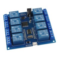 modRL08_uUSB - moduł mocy z ośmioma przekaźnikami 10A oraz UART/USB