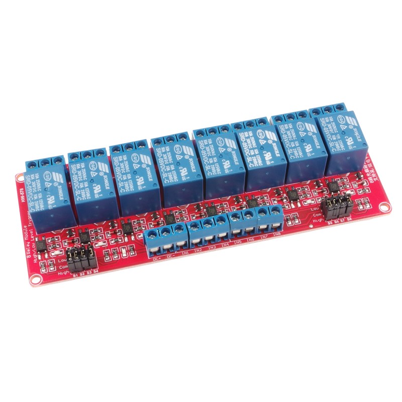 modRL08_ISO - power module with eight 5V relays and optoisolation of inputs