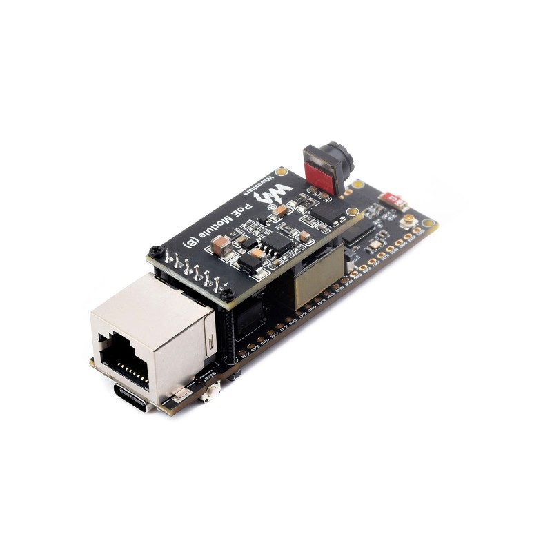 ESP32-S3 ETH development board with 10/100 Mbs Ethernet, PoE, and OV2640 camera - Waveshare 28772