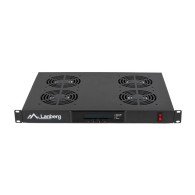 19" fan unit / ventilation panel with LCD 4 fans + thermostat 230V black Lanberg