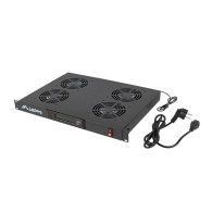 19" fan unit / ventilation panel with LCD 4 fans + thermostat 230V black Lanberg