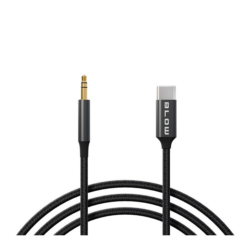 Przewód USB-C - jack 3,5 1m plecionka czarny