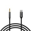 Przewód USB-C - jack 3,5 1m plecionka czarny