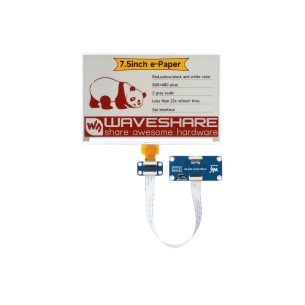 Wyświetlacz e‑Paper 7.5" HAT (H) 800×480, 4 kolory, SPI, z płytką sterującą E‑Ink - Waveshare 31123