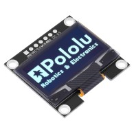 Graphical OLED Display: 128x64, 1.3", White Pixels, SPI, Black PCB controlled by an "A-Star 328PB Micro":prod0J3162  running at 