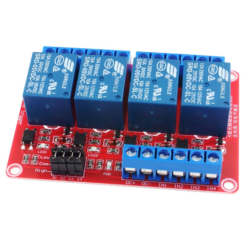 modRL04_ISO - power module with four 5V relays and optoisolation of inputs