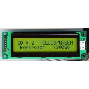 LCD-AC-2002A-YIY Y/G-E6 C - Wyświetlacz LCD 2x20, 116x37mm, podświetlanie LED (yellow-green)
