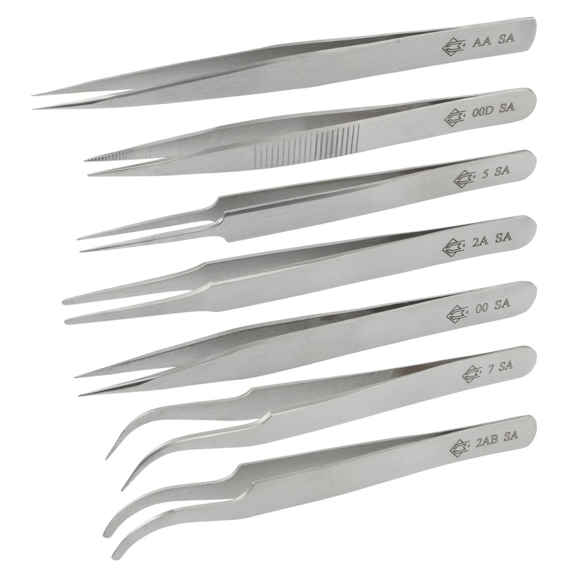 7-piece steel tweezer set – Piergiacomi PN-KIT7T