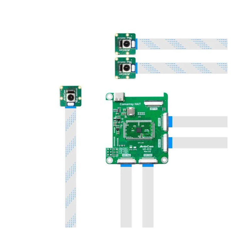 Комплект ArduCAM 16MP IMX519 з чотирма камерами - комплект з 4 камерами 16MP IMX519 для Raspberry Pi та NVIDIA...