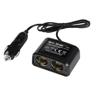 Car cigarette lighter splitter with 2 sockets and cable 12/24V