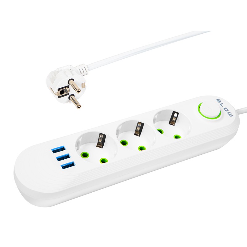 BLOW PS-320 Power Strip 3-Outlets + 3x USB