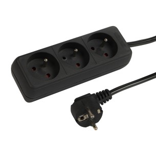 PR-370P Power Strip 3-Outlets with Grounding 1.5 m Black