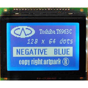 LCD-AG-128064B1-BIW W/B-E6 – wyświetlacz graficzny STN 128×64 negative blue z kontrolerem TOSHIBA T6963C