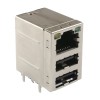 Złącze kątowe do PCB 2x USB 2.0 typu A + RJ45
