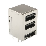 Right-angle PCB connector 2x USB 2.0 Type-A + HDMI 1.4