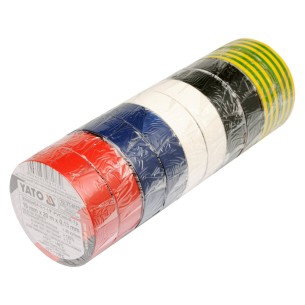 Set of PVC electrical insulation tapes 19 mm×20 m×0.13 mm, 10 pcs, mixed colors - YATO YT-8173