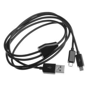 USB A - 2x microUSB cable 1m black