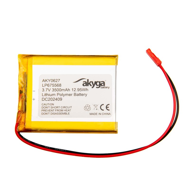Lithium Polymer Battery Akyga AKY0627 LP675568 Li-Po 3.7V/3500mAh PCM JST 2.54 2-Pin Connector 150mm Lithium Polymer Battery Akyga AKY0627 LP675568 Li-Po 3.7V/3500mAh PCM JST 2.54 2-Pin Connector 150mm
