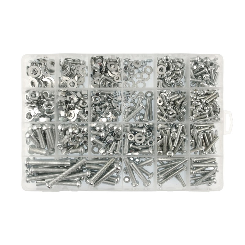 Set of screws, nuts and washers M3/M4/M5/M6 - 1000pcs in an organizer
