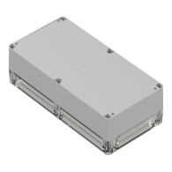 ZP240.120.75SJp-IP67 TM PC - Enclosure hermetically sealed ZP240.120.75 lightgray, transparent lid with brass bushing PC