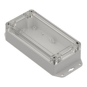 ZP160.80.45UJ TM PC – Plastic enclosure PC, light gray bottom with ears, brass inserts, Kradex