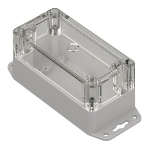 ZP150.50.60UJpH TM ABS-PC - Hermetic enclosure, light gray bottom, transparent top with brass inserts, Kradex