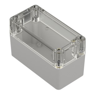 ZP120.60.75Jp TM ABS-PC – Obudowa, ABS/PC, jasnoszara z przezroczystą pokrywą i tulejkami mosiężnymi, Kradex