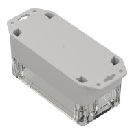 ZP120.60.60UJp TM ABS-PC - Obudowa plastikowa ZP120.60.60 jasny dół z uszami - bezbarwna góra z tulejkami mosiężnymi ABS-PC