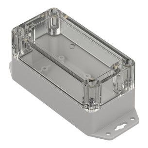 ZP120.60.60SUJp-IP67 TM ABS-PC – Obudowa hermetyczna, ABS-PC, IP67, jasnoszara z uchami, przezroczystą pokrywą, Kradex