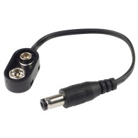 9V 6F22 Battery Clip with DC Plug 2.1 × 5.5 mm, Center Positive – 125 mm Cable