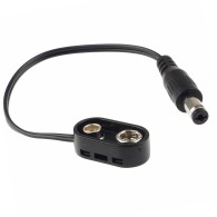 9V 6F22 Battery Clip with DC Plug 2.1 × 5.5 mm, Center Positive – 125 mm Cable