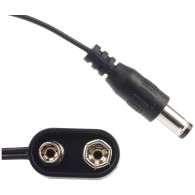 9V 6F22 Battery Clip with DC Plug 2.1 × 5.5 mm, Center Positive – 125 mm Cable