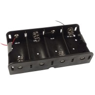 4 × D (R20) Battery Holder with Wires – Black
