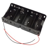 4 × D (R20) Battery Holder with Wires – Black