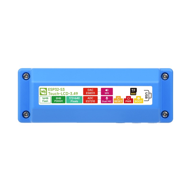 Плата розробки з 3,49-дюймовим сенсорним екраном та ESP32-S3R8 у корпусі типу A - Waveshare 32374