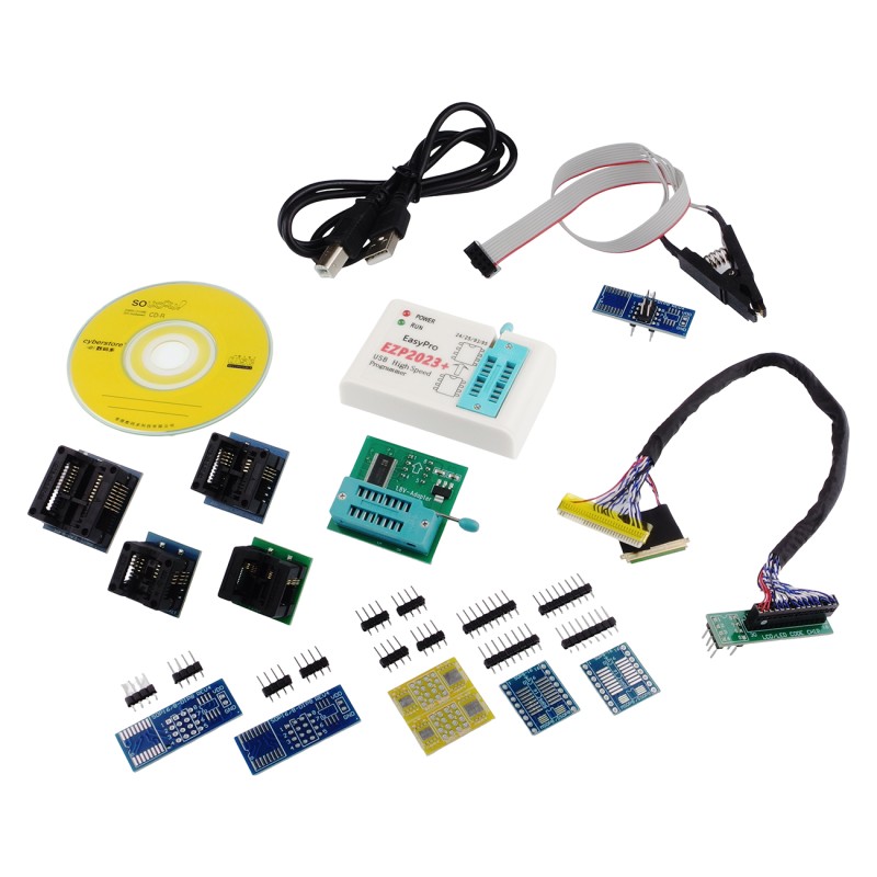 EZP2023+ programmer set with 10 adapters – fast USB EEPROM and FLASH programmer