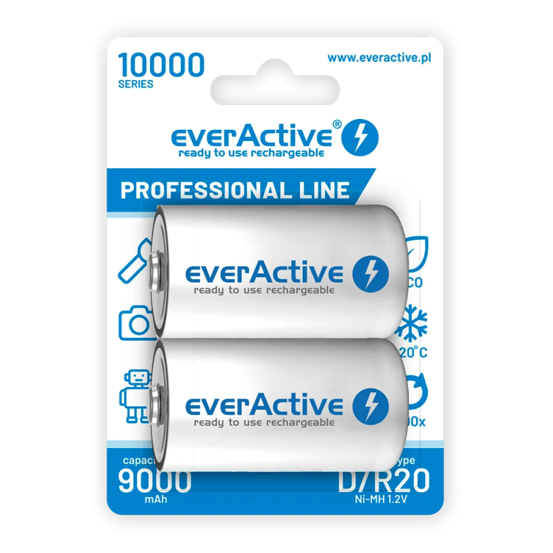 Akumulatorki R20/D Ni-MH 10000 mAh everActive – 2 sztuki