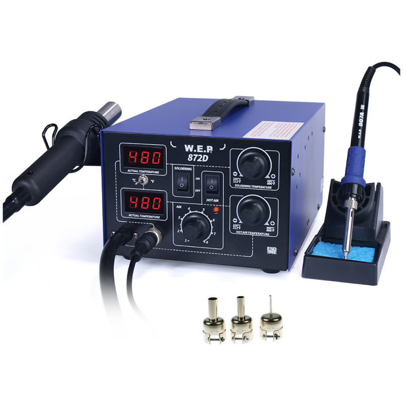 WEP 872D – stacja lutownicza 2w1 z hotair i grotówką, 660 W, 100–480 °C, kompresor, ESD Safe